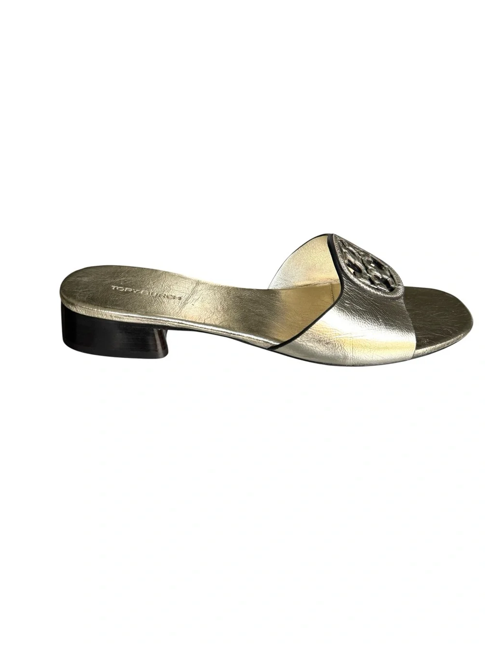 Tory Burch Bombe Miller Sandal Metallic Gold Leather Slides